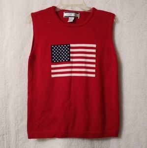 Vintage Women's American Flag Sweater Vest Size L